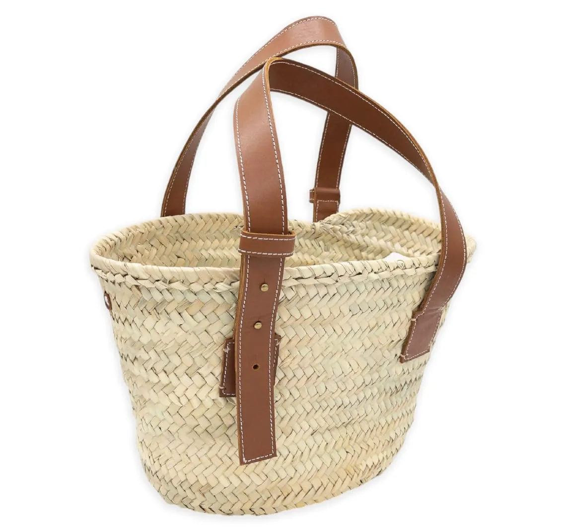 LUXURY FRENCH BASKET with leather handles, Chic Parisian Style: Premium French Baskets, beach bag, straw bag, french market basket with handle