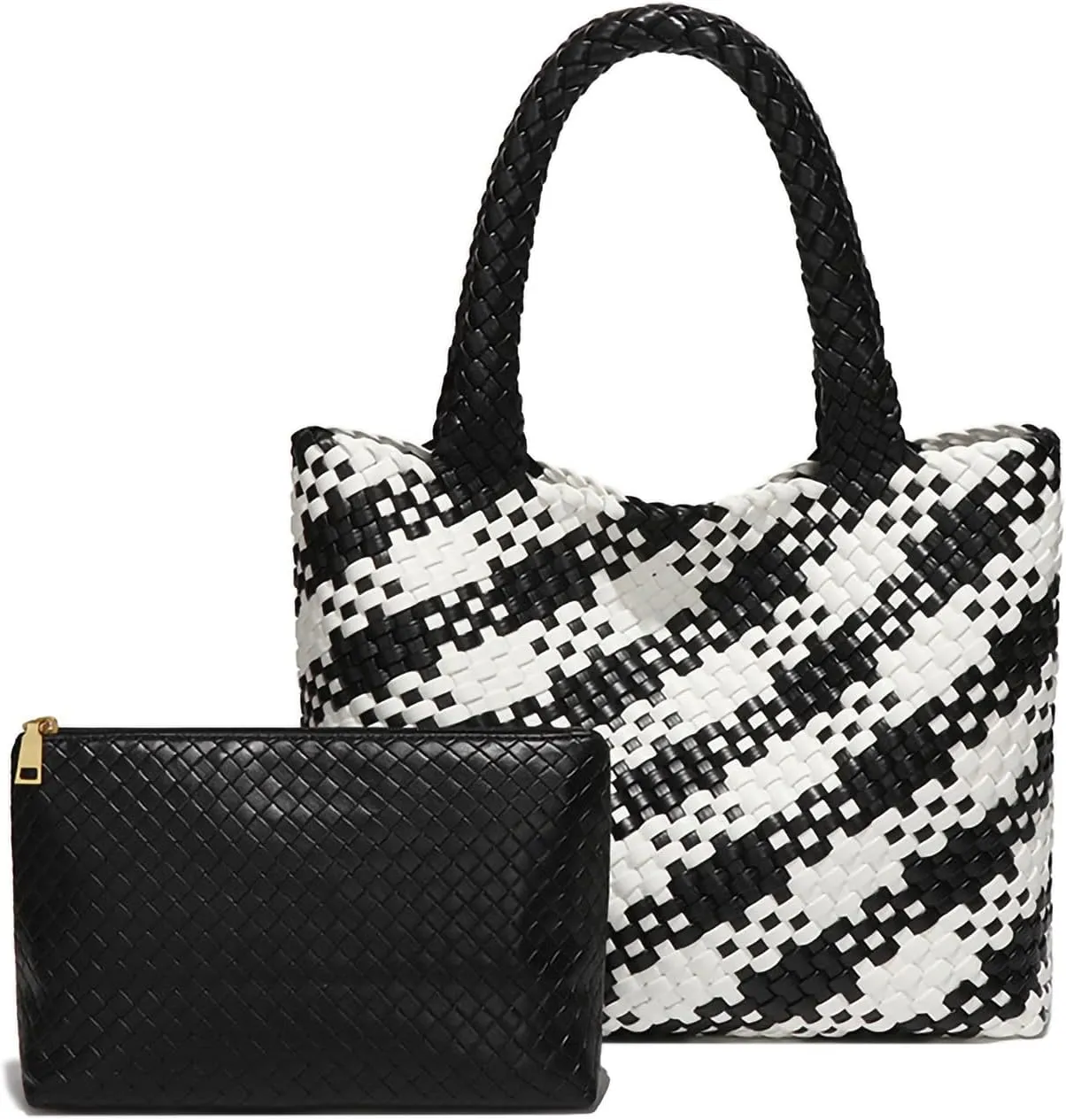 Luxury Woven Office Women's Handbag Large Capacity Vegan Tramp Handmade Leather Tote Bag Plaid Beach Vintage Crossbody Bag