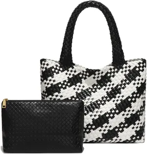 Luxury Woven Office Women's Handbag Large Capacity Vegan Tramp Handmade Leather Tote Bag Plaid Beach Vintage Crossbody Bag