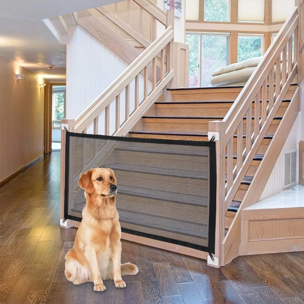 Magic Gate for Dogs Pet Safety Gate Dog Magic Guard Safety Gates Portable Folding Mesh Safety Fence 43.3 x28.3 Inch Isolated Gauze Doorway Indoor and Outdoor Install Anywhere (110X72CM)