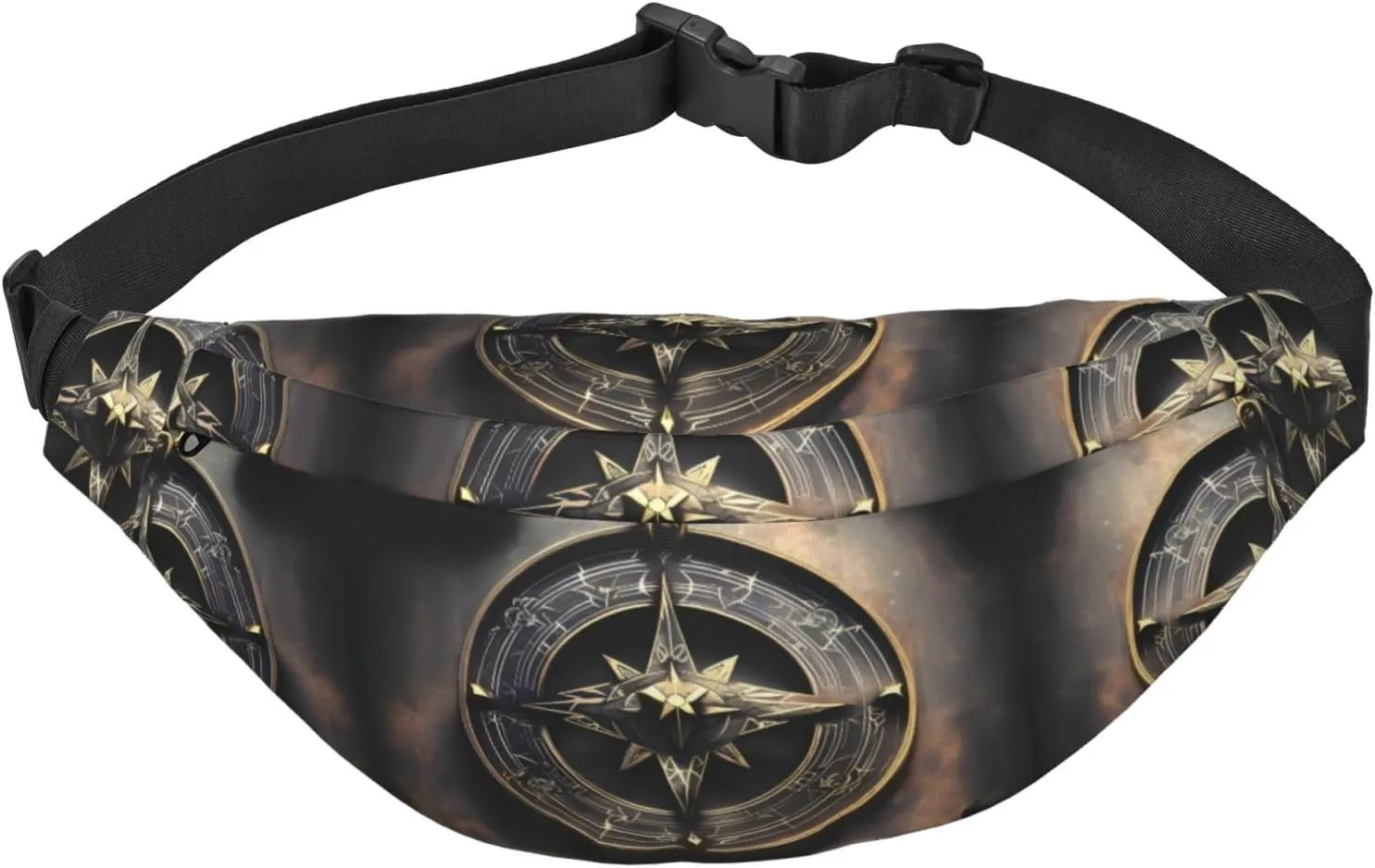 Magical Design Norse Runes Compass Large crossbody bag for travel and running, made of polyester, waterproof and soft fabric