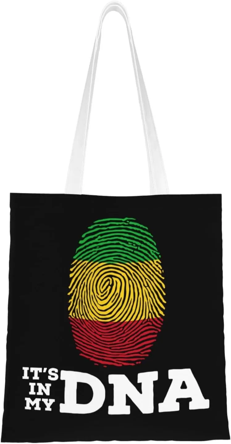 Mali It's in My DNA Tote Bag for Women Canvas Shopping Bags Reusable Large Capacity Casual Shoulder Handbags Grocery Bags DIY Gift Bags