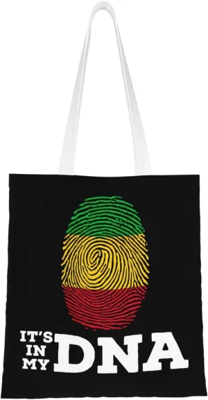 Mali It's in My DNA Tote Bag for Women Canvas Shopping Bags Reusable Large Capacity Casual Shoulder Handbags Grocery Bags DIY Gift Bags