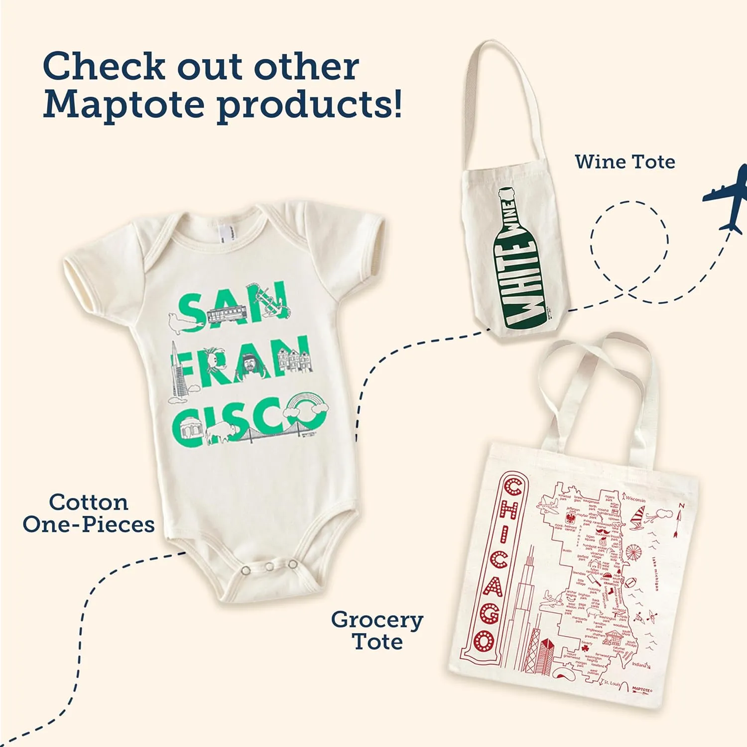 MAPTOTE Grocery Canvas Tote - Reusable Cotton Canvas Bag for Shopping, Daily Errands, Beach Trips and Travel - Screenprinted, Earth Friendly, and Made in USA - Font Style, Texas