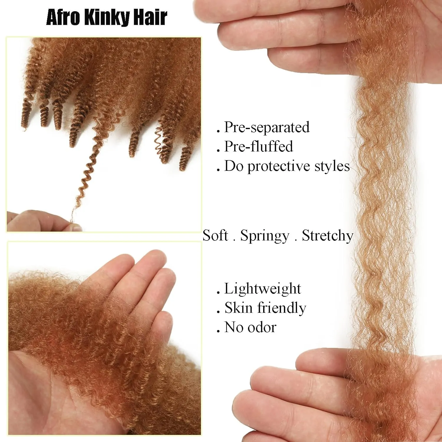 Marley Twist Braiding Hair 12inch Springy Afro Twist Hair 8 Packs Brown Color Pre Fluffed Kinky Curly Crochet Hair Wrapping Hair for Soft Locs Extensions