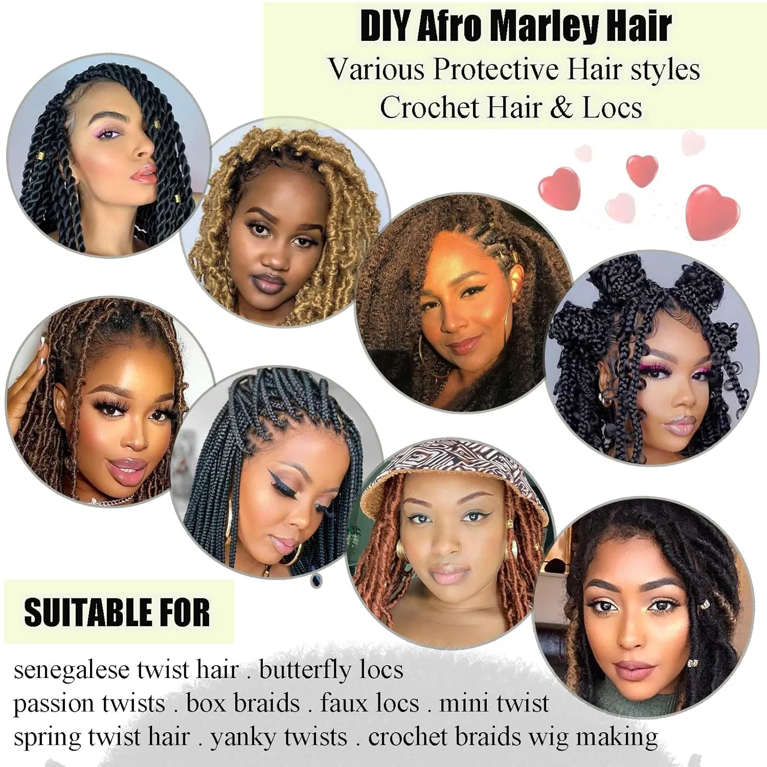 Marley Twist Braiding Hair 12inch Springy Afro Twist Hair 8 Packs Brown Color Pre Fluffed Kinky Curly Crochet Hair Wrapping Hair for Soft Locs Extensions