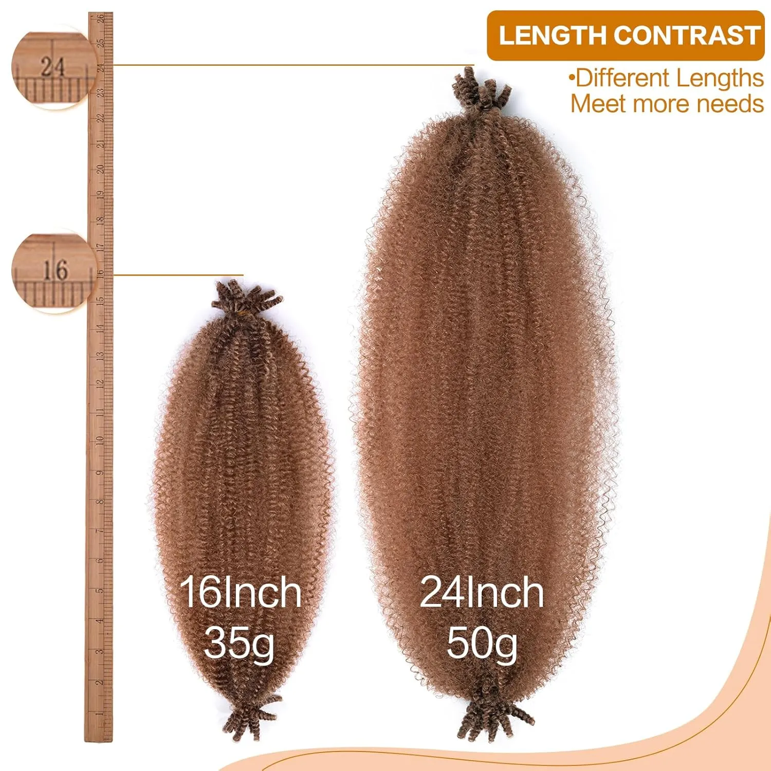 Marley Twist Braiding Hair 16 Inch Afro Twist Hair 8 Packs Marley Hair Spring Twist Hair Synthetic Kinky Twist Hair Wrapping Hair Extensions for Soft Locs(16 Inch,8Pack,30#)