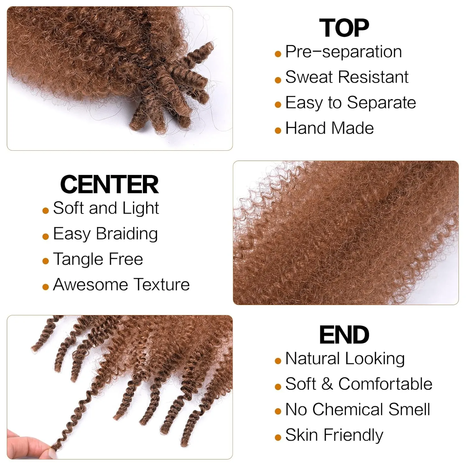 Marley Twist Braiding Hair 16 Inch Afro Twist Hair 8 Packs Marley Hair Spring Twist Hair Synthetic Kinky Twist Hair Wrapping Hair Extensions for Soft Locs(16 Inch,8Pack,30#)