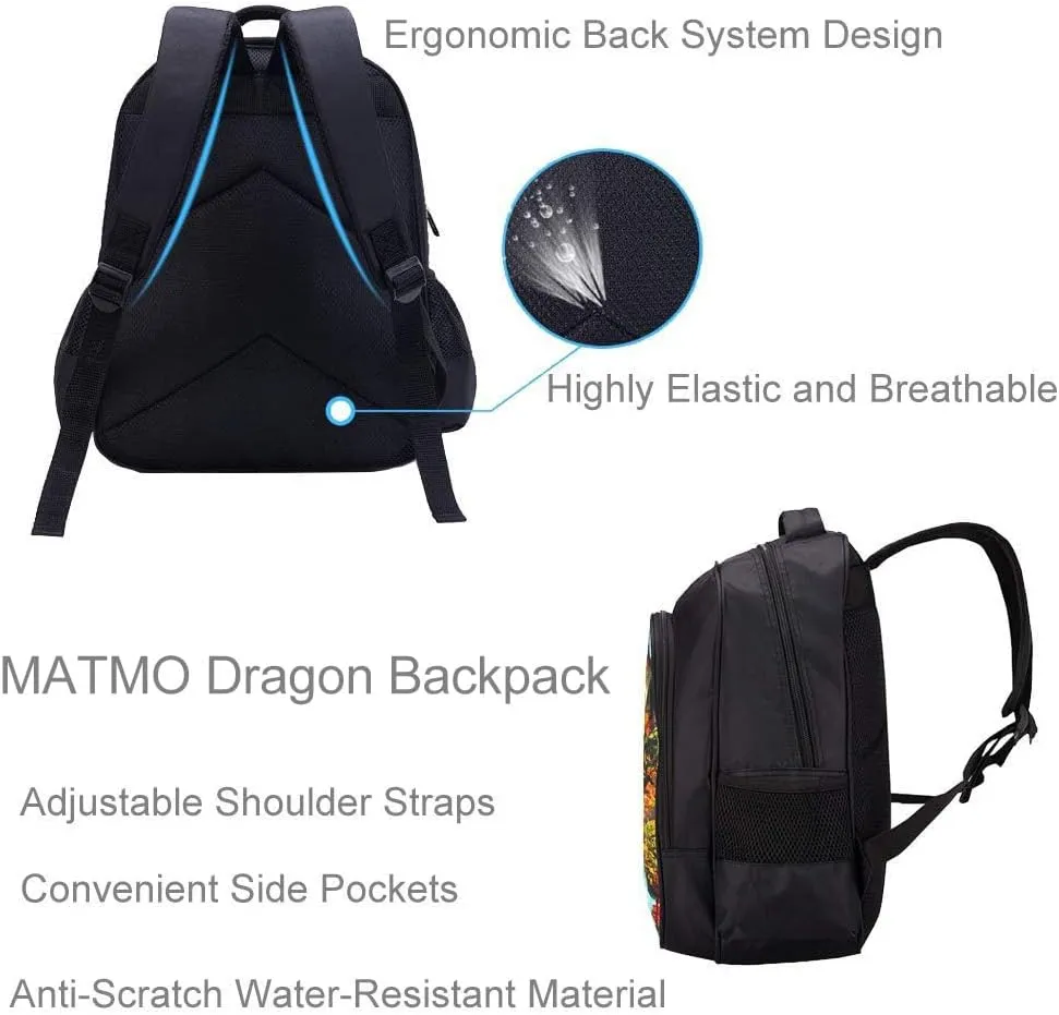 MATMO Dragon Backpack for Boys, Dragon Print Backpack Cool Dragon Pattern School Bag (Dragon Backpack 1)