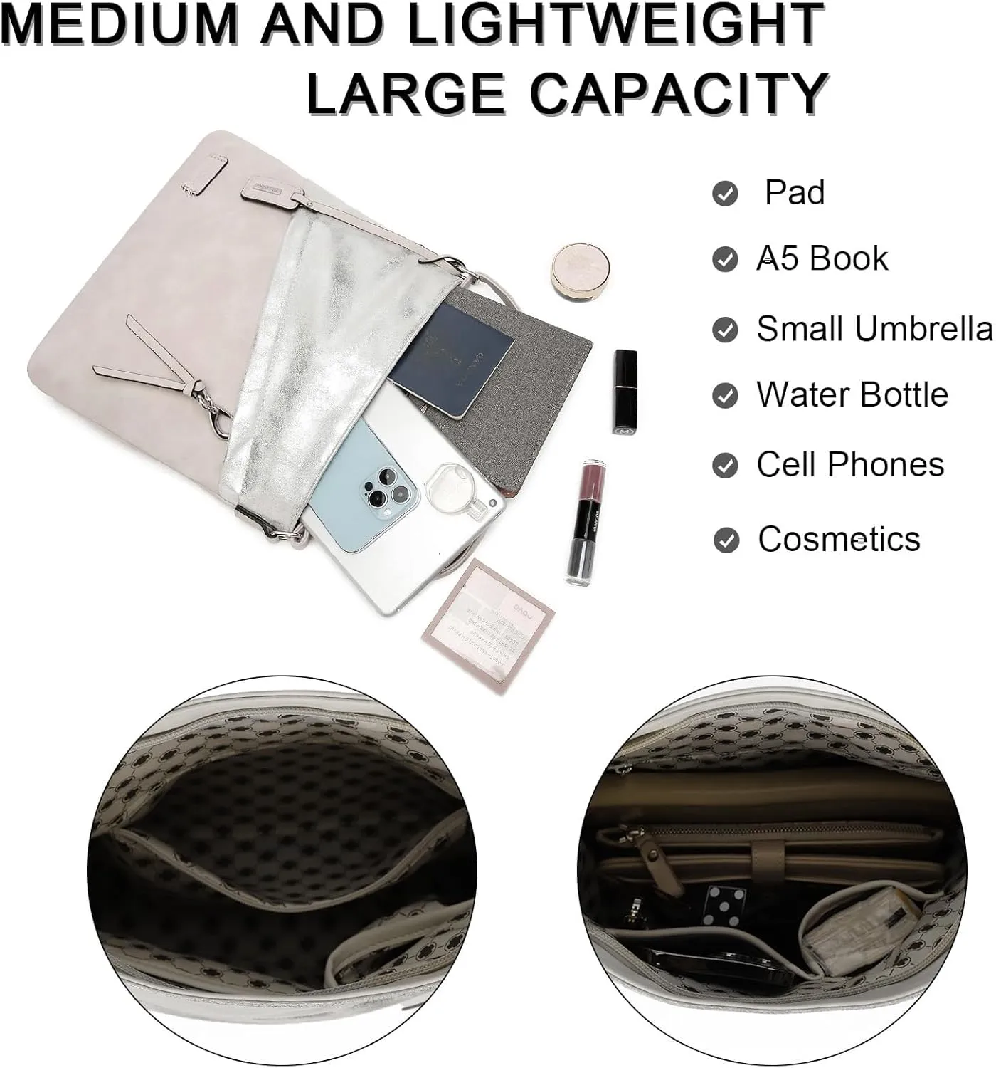 Medium Crossbody Bags for Women Trendy, Leather Cross Body Bag Purses and Travel Shoulder bag with Multi Pockets