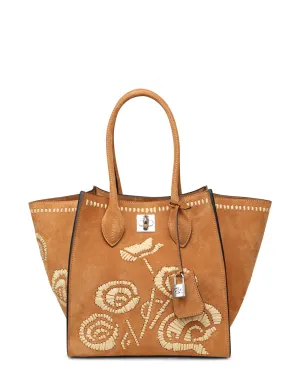 Medium Meggie Embroidery Shopping Tote in Cashew