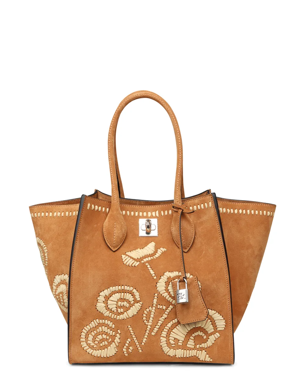 Medium Meggie Embroidery Shopping Tote in Cashew