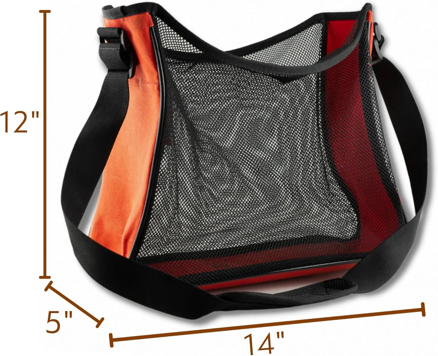Medium Waxed Canvas and Mesh Foraging Bag for Mushroom Gathering, Fruit Picking, and Gardening Bag (Red-Orange Medium)