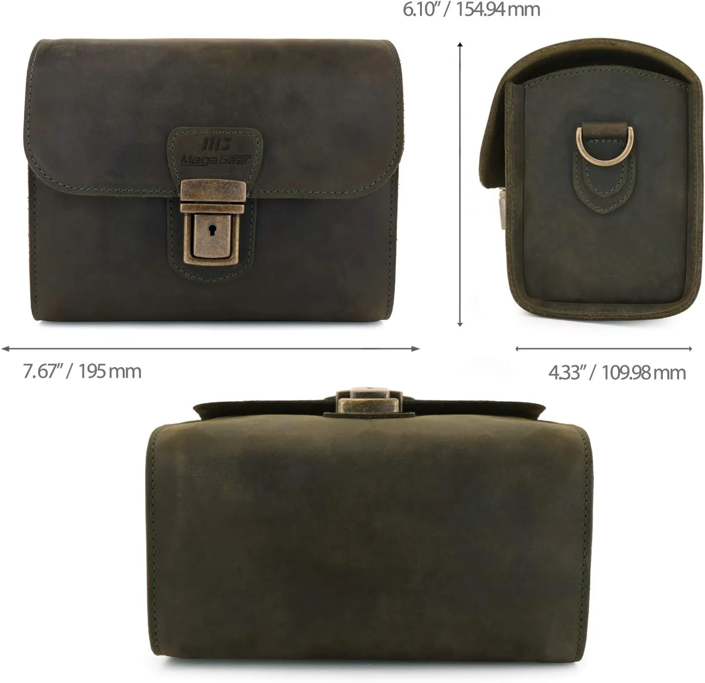 MegaGear Pebble Genuine Leather Camera Messenger Bag for Mirrorless, Instant and DSLR Cameras