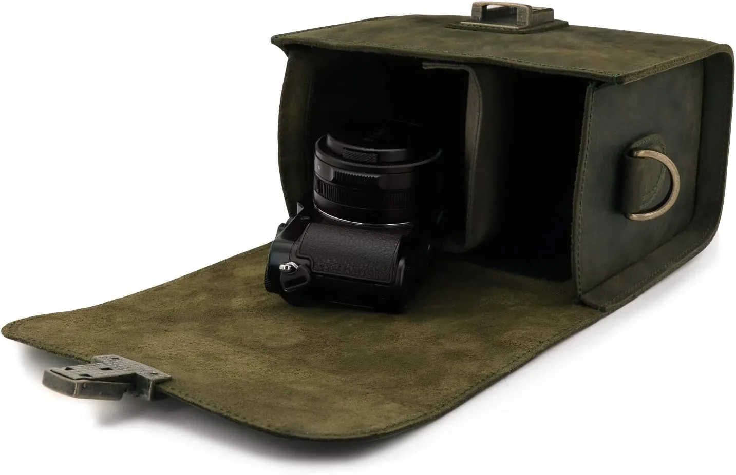 MegaGear Pebble Genuine Leather Camera Messenger Bag for Mirrorless, Instant and DSLR Cameras