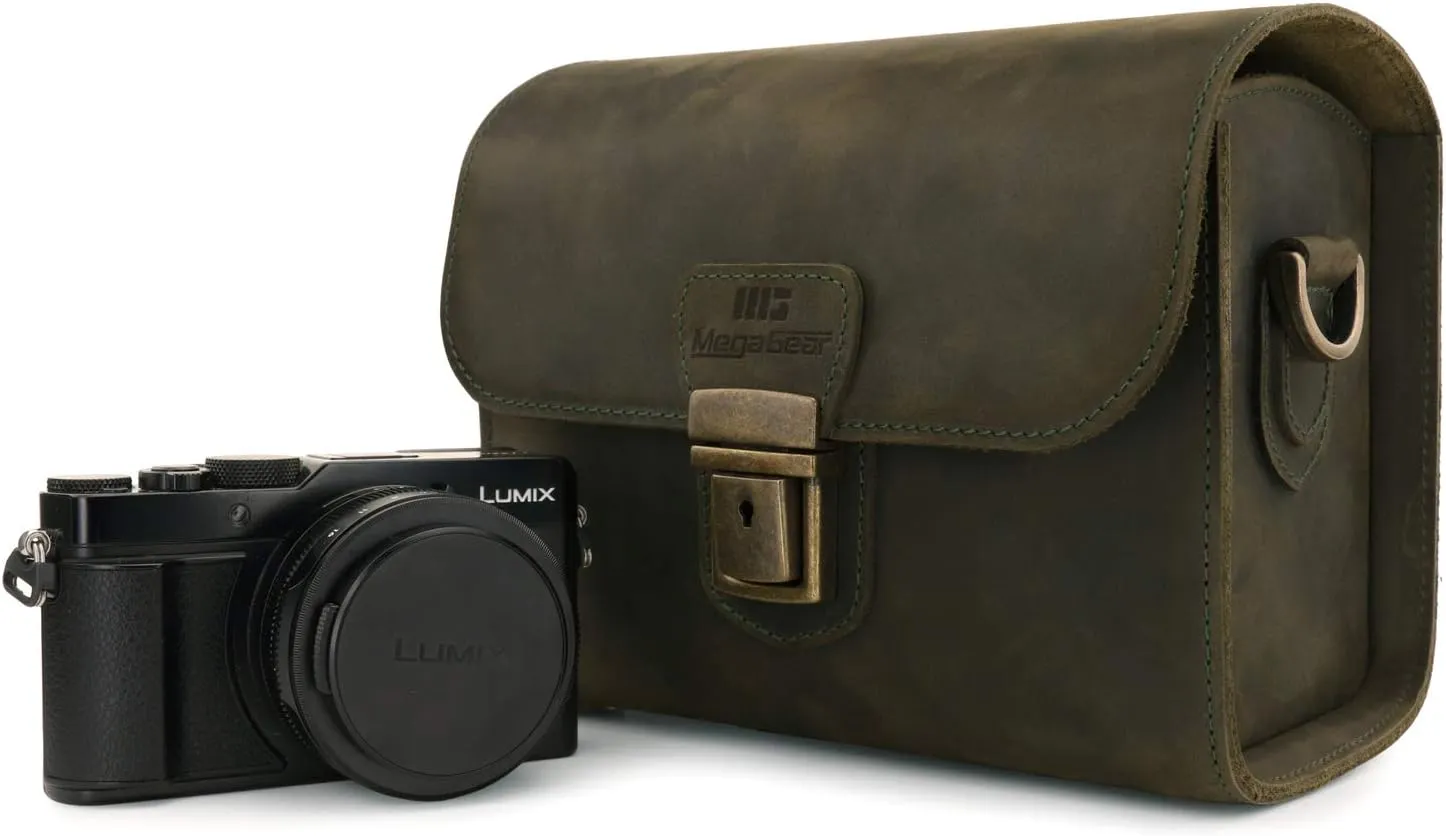MegaGear Pebble Genuine Leather Camera Messenger Bag for Mirrorless, Instant and DSLR Cameras