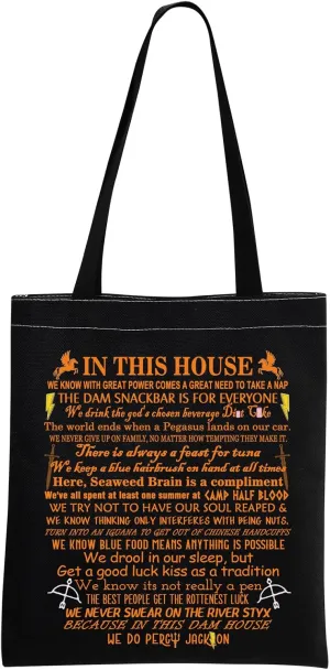 MEIKIUP Camp Half Blood Shoulder Bag Riptide Sword Tote Bag Book Lover Gift Greek Mythology Gifts