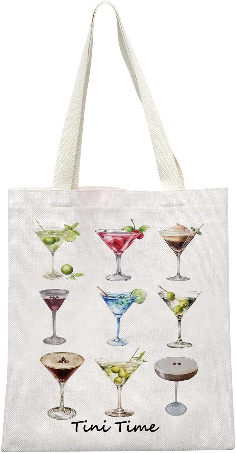 MEIKIUP Espresso Martinis Gift Tini Time Espresso Martini Tote Bag Espresso Martini Lover Gift Cocktail Shoulder Bag
