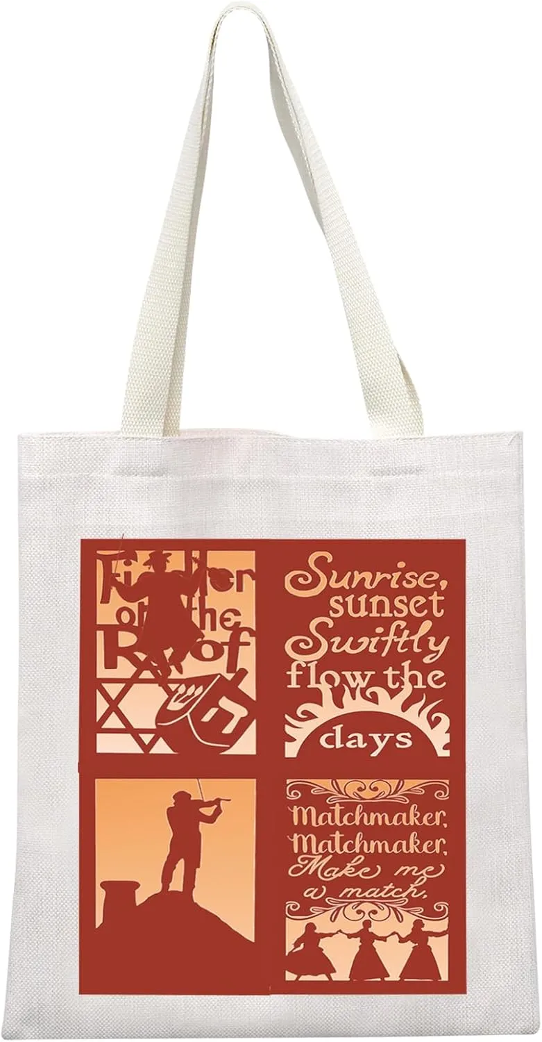 MEIKIUP Fiddler Musical Canvas Tote Bag Musical Theater Shoulder Bag Musical Lover Gifts Opening Night Gift
