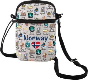 MEIKIUP Norwegian Gift Norwegian Landmarks Souvenir Tote Bag Norway Viking Shoulder Bag Northern Europe Travel Souvenir Gift