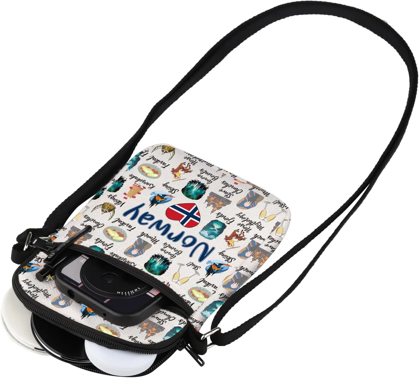 MEIKIUP Norwegian Gift Norwegian Landmarks Souvenir Tote Bag Norway Viking Shoulder Bag Northern Europe Travel Souvenir Gift