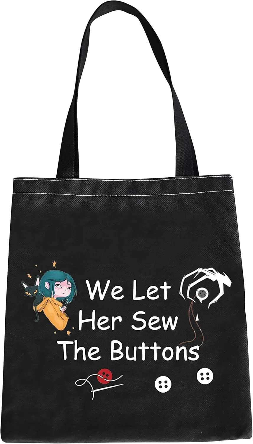 MEIKIUP Thriller Fantasy Cartoon Shoulder Bag We Let Her Sew The Buttons Tote Bag