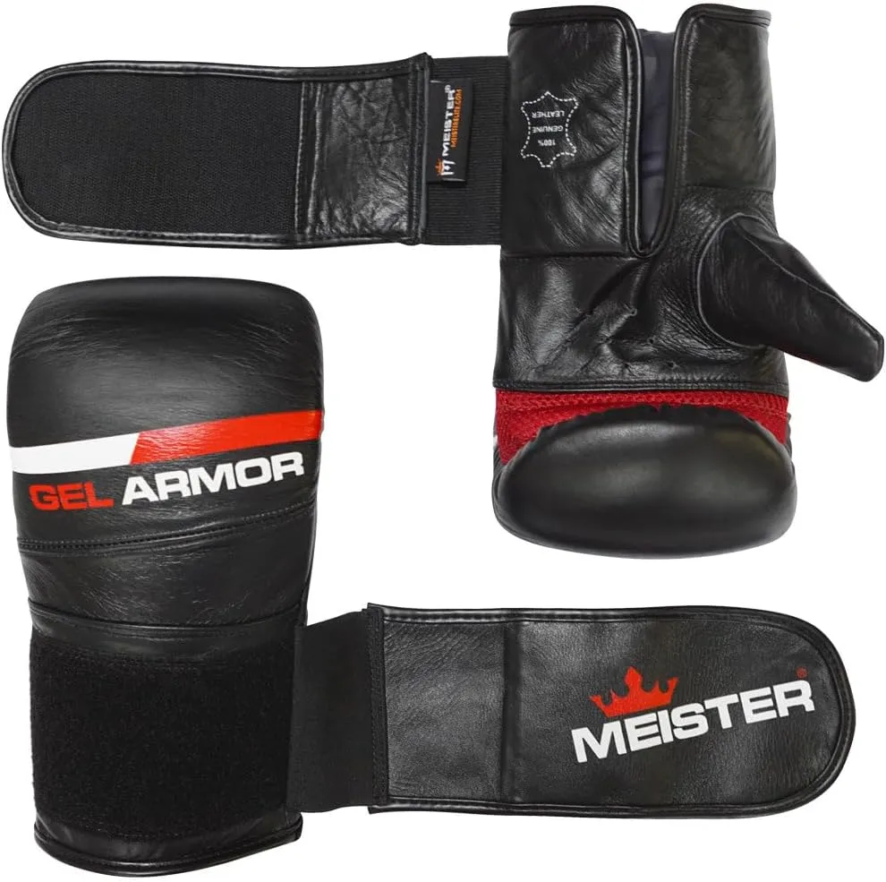 Meister Gel Armor Full-Grain Cowhide Leather Bag Mitts w/Wrist Support (12oz - 16oz)