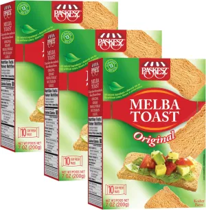 Melba Toast Flatbread Crackers - Original - Natural Thin and Crispy Toast Crackers - Classic Wheat Mini Toasts - Tostadas Melba - 7 Oz, Pack of 3