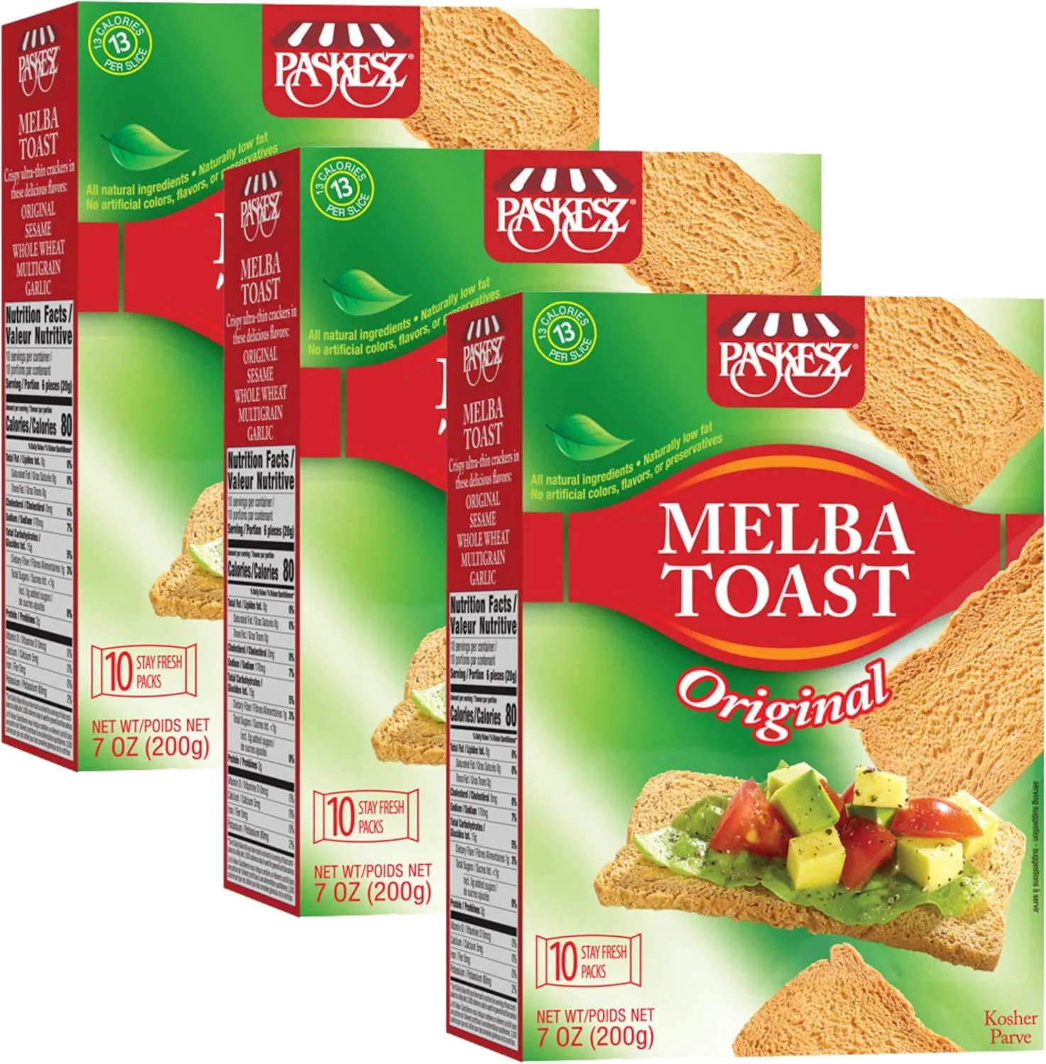 Melba Toast Flatbread Crackers - Original - Natural Thin and Crispy Toast Crackers - Classic Wheat Mini Toasts - Tostadas Melba - 7 Oz, Pack of 3
