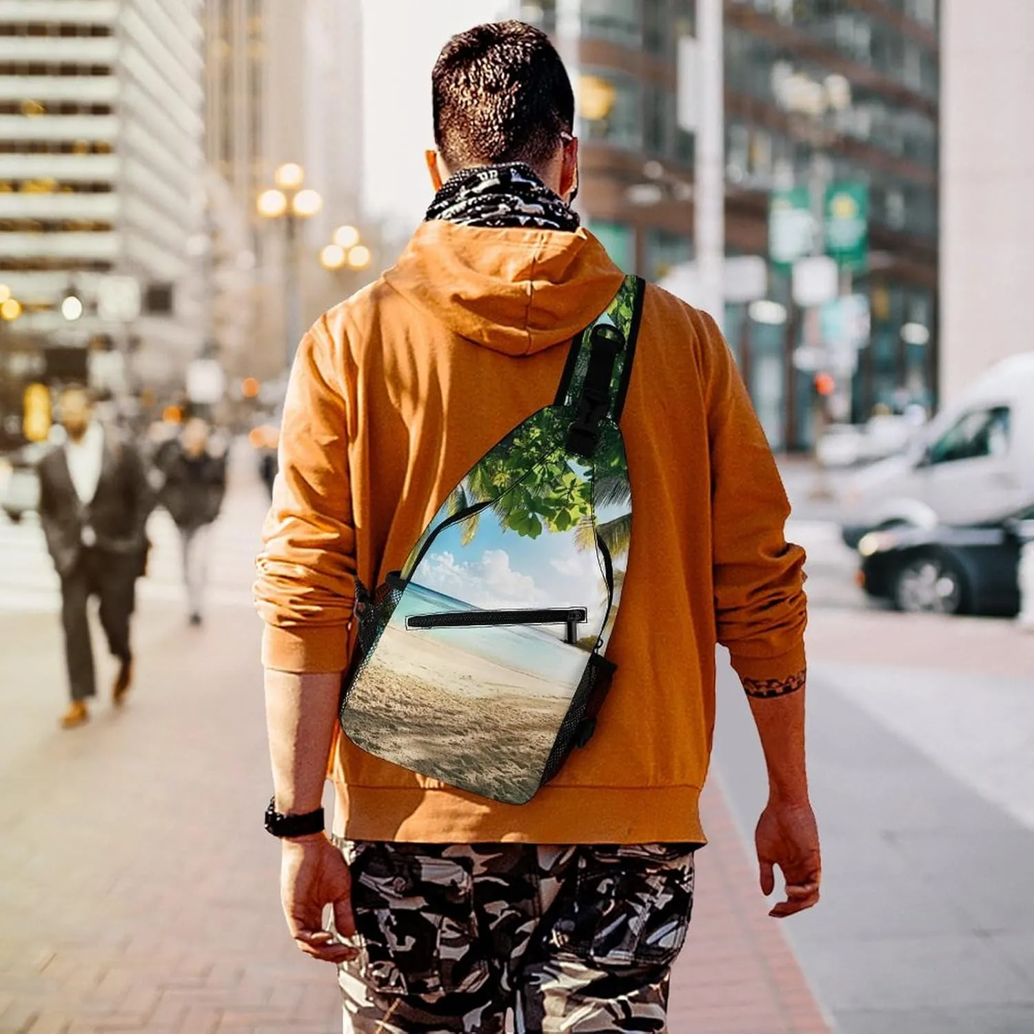 Men & Women Gym Bags Sack Daypack Outdoor Backpack, Nature Clouds Sky Summer Sand Trees Ocean Sea Beach Sling Bag Backpack Bag for Business Travel Hiking - Unbalance Camera Case