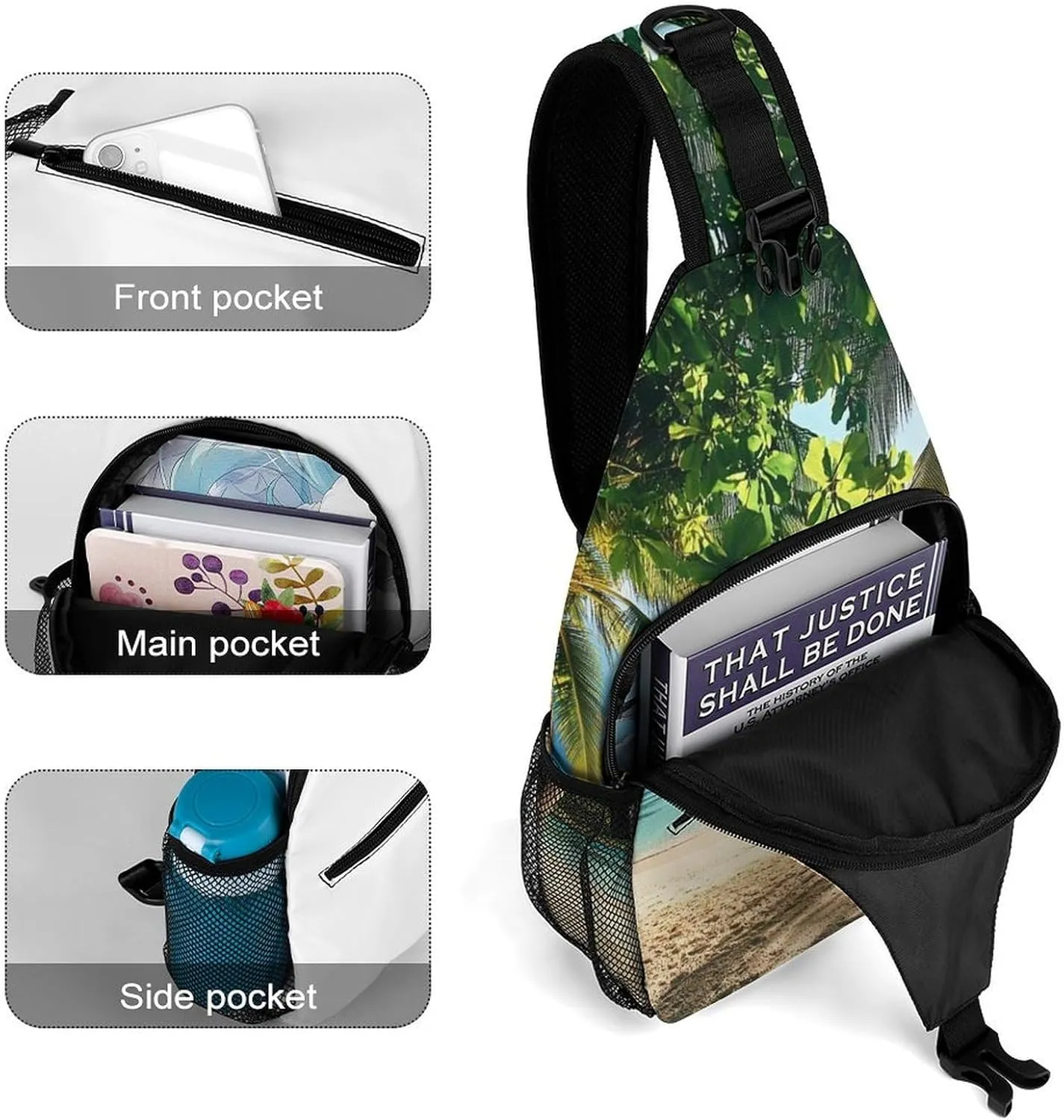 Men & Women Gym Bags Sack Daypack Outdoor Backpack, Nature Clouds Sky Summer Sand Trees Ocean Sea Beach Sling Bag Backpack Bag for Business Travel Hiking - Unbalance Camera Case