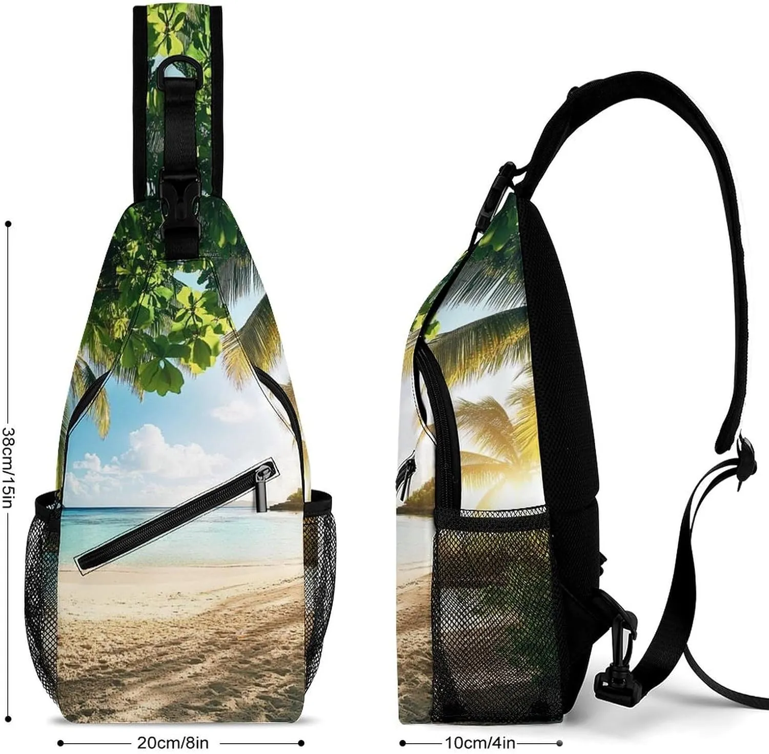 Men & Women Gym Bags Sack Daypack Outdoor Backpack, Nature Clouds Sky Summer Sand Trees Ocean Sea Beach Sling Bag Backpack Bag for Business Travel Hiking - Unbalance Camera Case