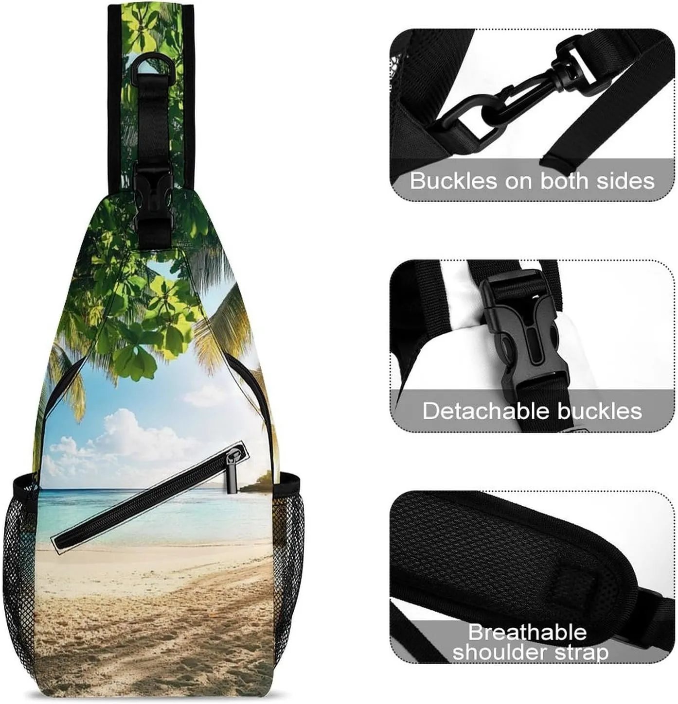 Men & Women Gym Bags Sack Daypack Outdoor Backpack, Nature Clouds Sky Summer Sand Trees Ocean Sea Beach Sling Bag Backpack Bag for Business Travel Hiking - Unbalance Camera Case