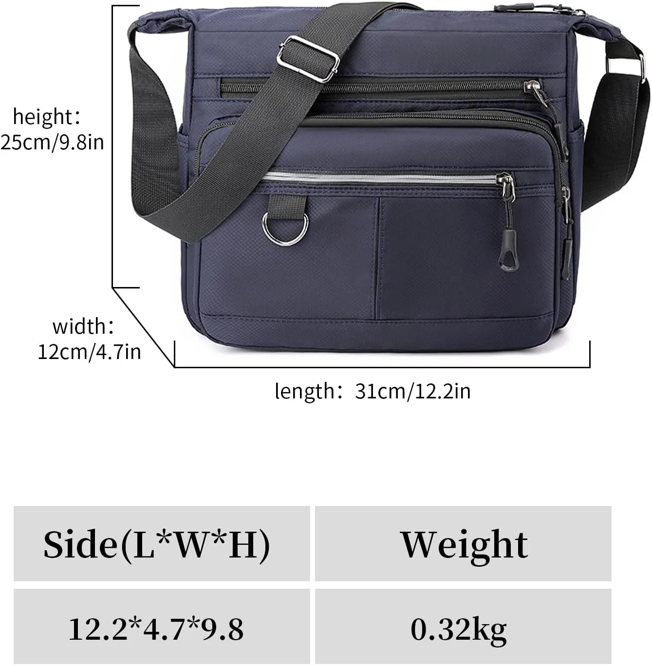 Men Nylon Messenger Bags Lightweight Shoulder Handbags Multipockets Crossbody Bags