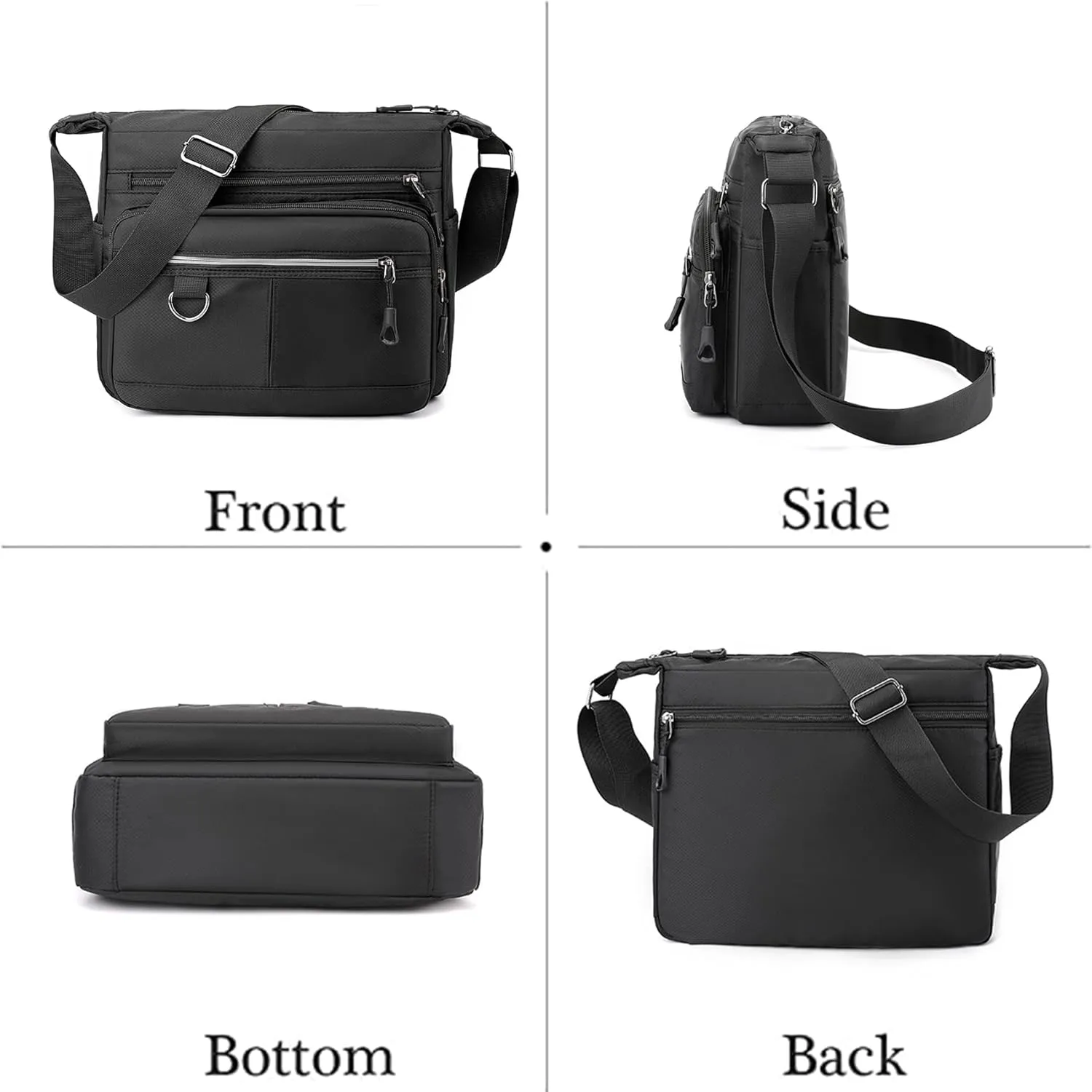 Men Nylon Messenger Bags Lightweight Shoulder Handbags Multipockets Crossbody Bags