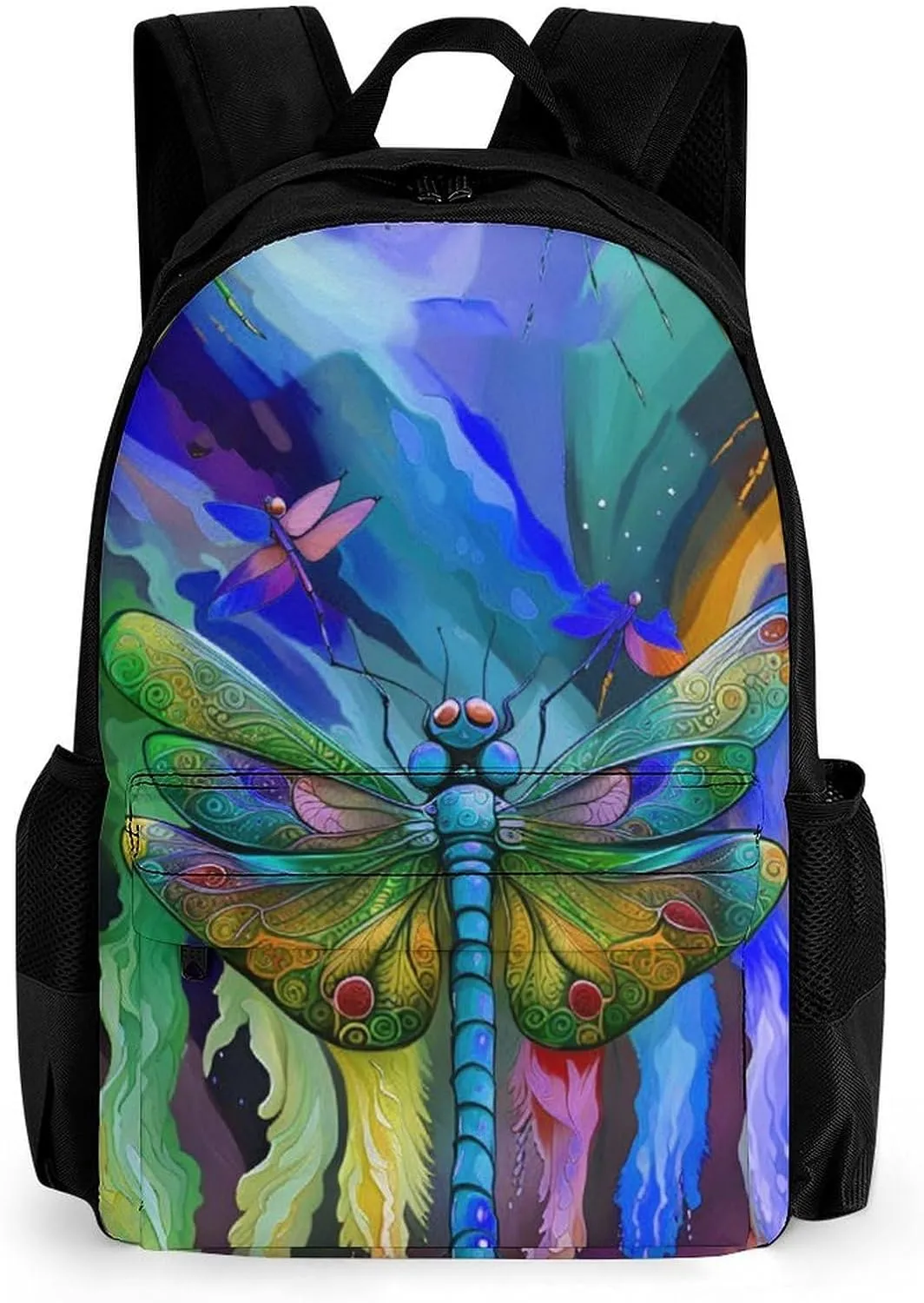 Men Women Lightweight A Vibrant Dragonfly Colorful World Art Casual Daypack Big Capacity Bookbag With Padded Straps for Gym Travel Walking Cycling