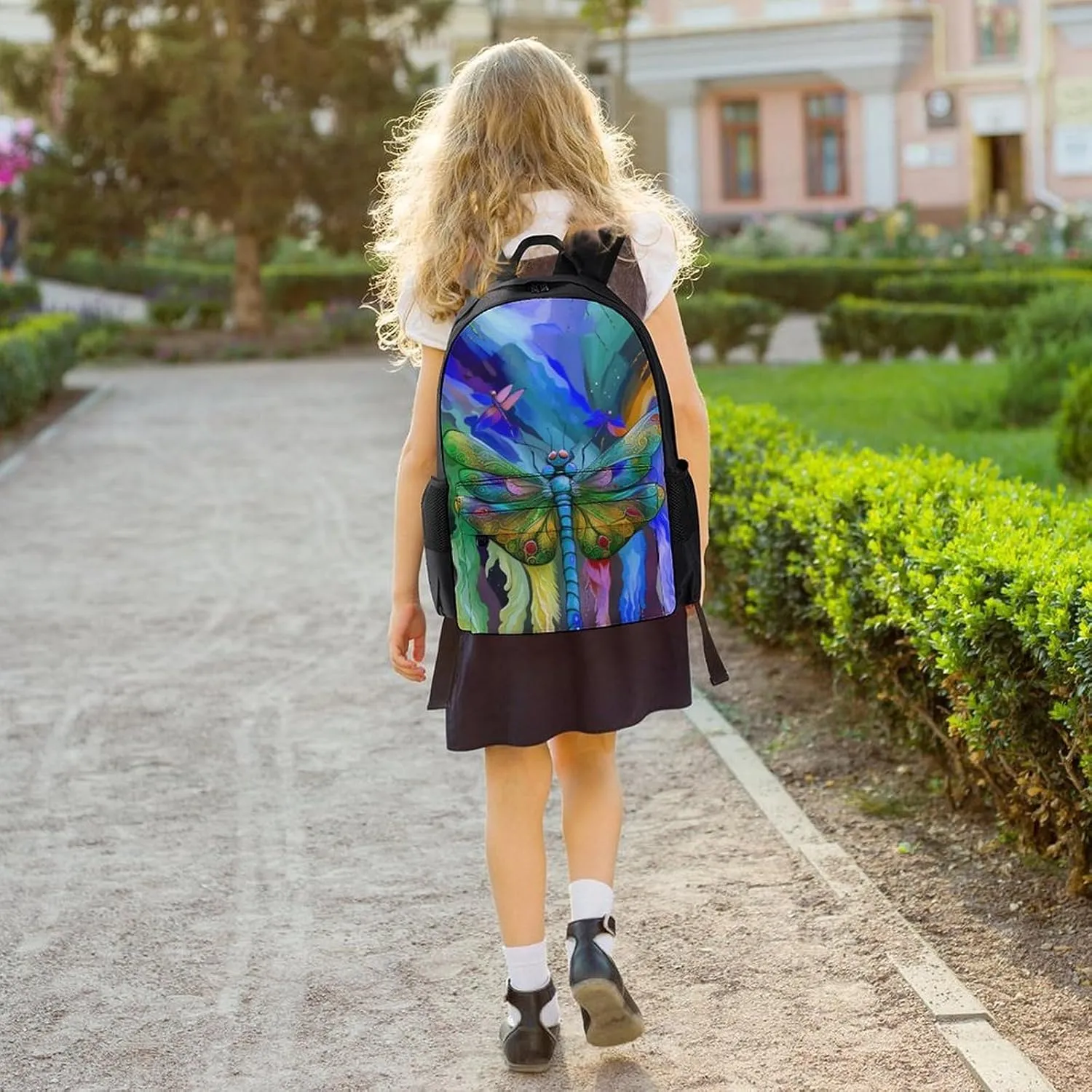 Men Women Lightweight A Vibrant Dragonfly Colorful World Art Casual Daypack Big Capacity Bookbag With Padded Straps for Gym Travel Walking Cycling