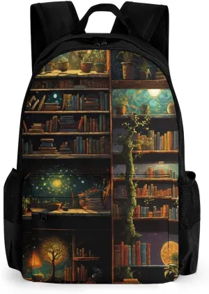 Men Women Lightweight Magic Bookshelf Vintage Style Book Art Backpack Large Capacity Carry On Bag With Padded Straps for Sports Work Walking Cycling