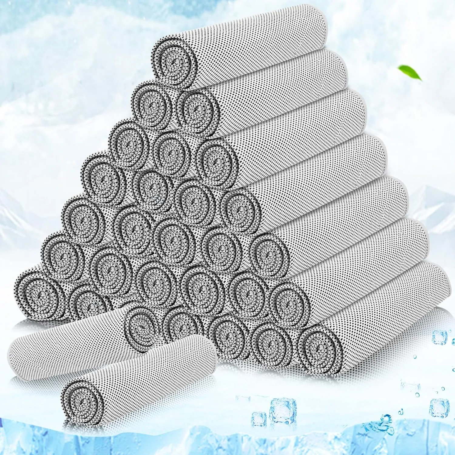 MENOLY 30 Packs Cooling Towels Bulk Cooling Towels for Neck and Face Gym Workout Cooling Towel for Sports Yoga Soft Microfiber Breathable Sweat Rags for Hiking Running Fitness-Gray