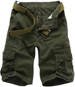 Men's Lightweight Multi Pocket Casual Outdoor Twill Cargo Shorts with Zipper Pockets with 8 Pockets No Belt