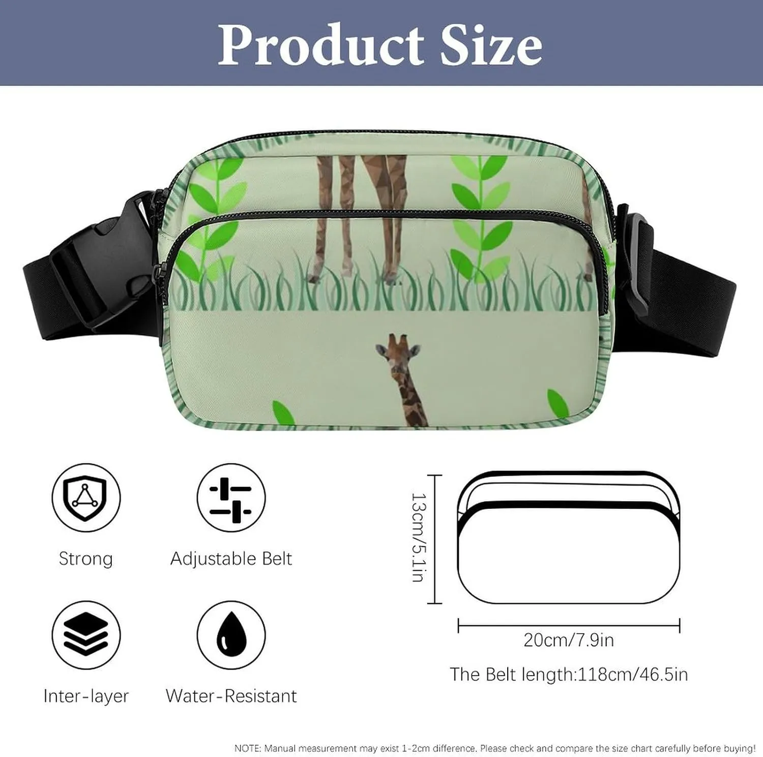 Mens Outdoor Adventure Waist Pack Adjustable Crossbody Fanny Bag Compatible with Retro Wild Giraffe Art