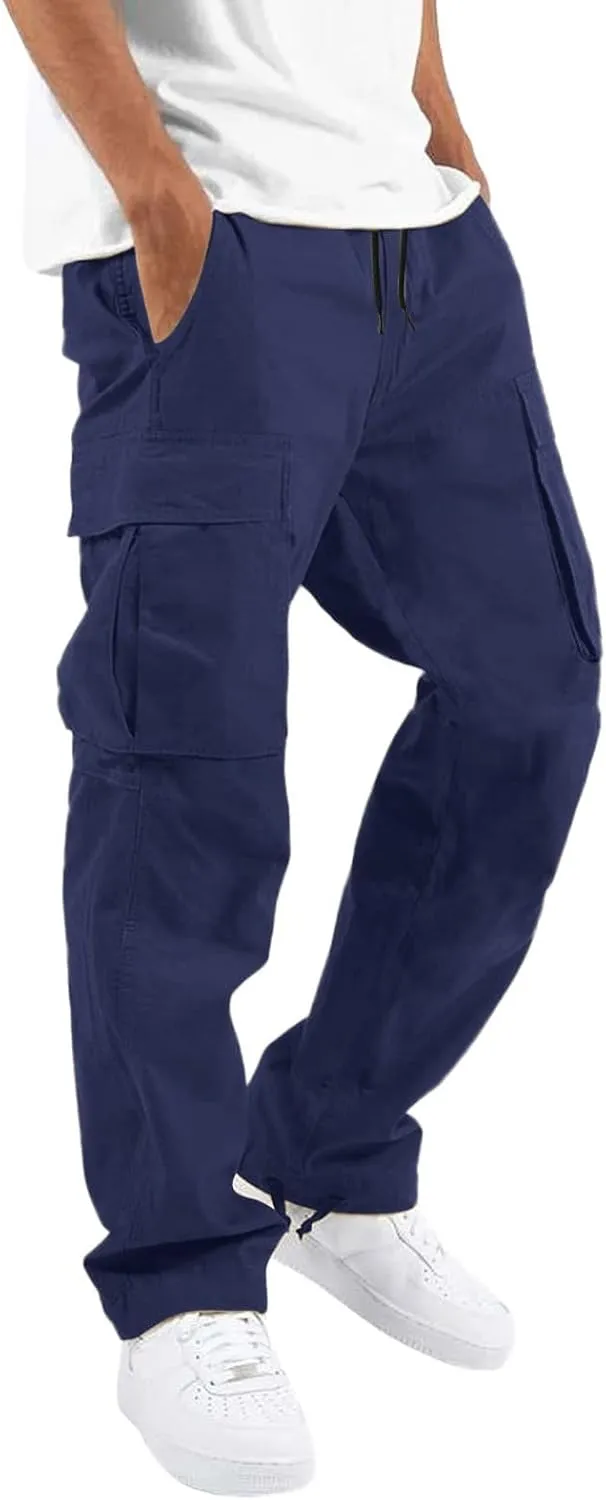 Mens Sweatpants Winter High Street Fashion Leisure Loose Sports Running Solid Color Lace Up Pants Athletic Loose