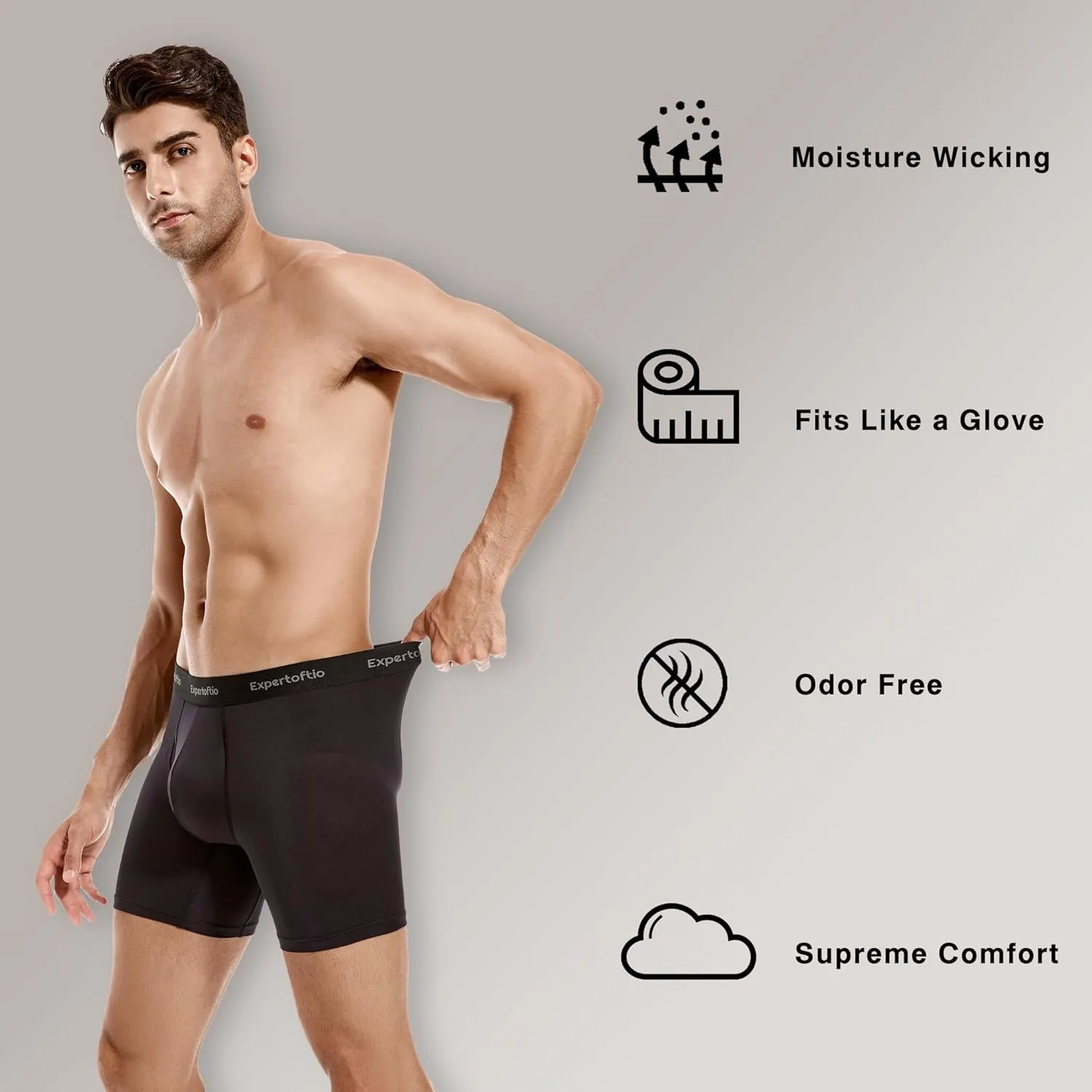 Men's Underwear Boxer Briefs 6 Inch Moisture Wicking Underwear for Men Pack, Anting Chafing, Fly Pouch M