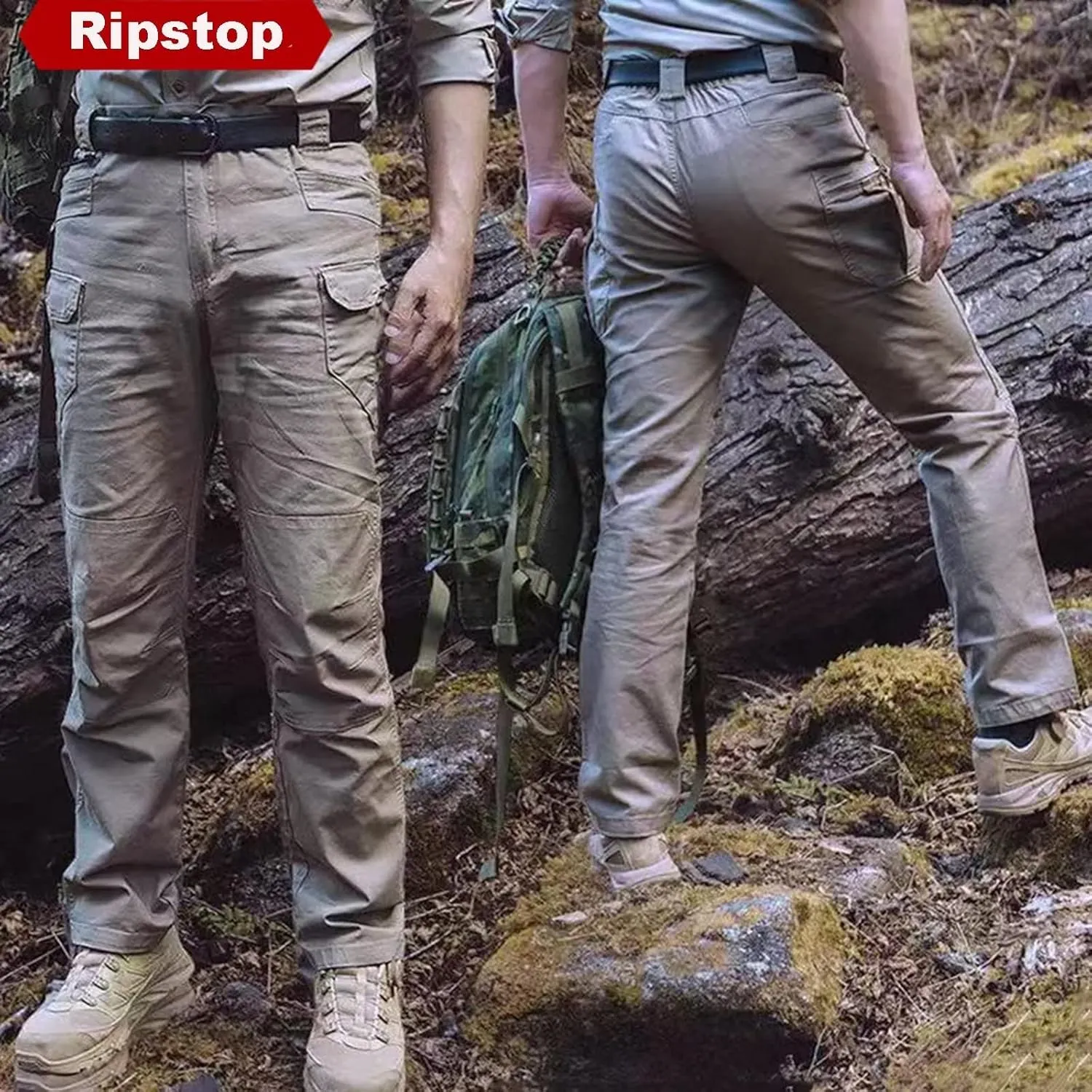 Men's Water Resistant Trousers Tactical Combat Cargo Work Pants with Multi Pockets Outdoor Ripstop Cargo Trouser