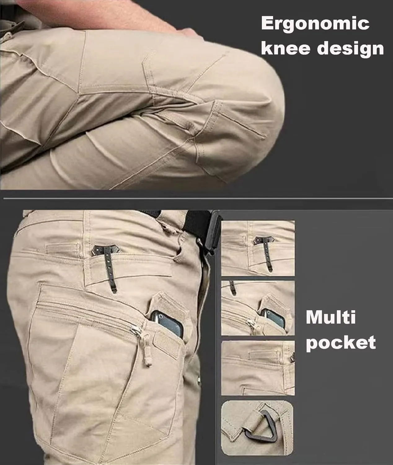 Men's Water Resistant Trousers Tactical Combat Cargo Work Pants with Multi Pockets Outdoor Ripstop Cargo Trouser