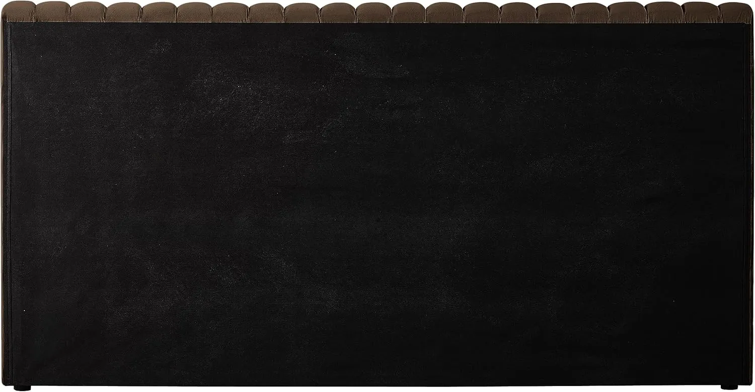 Meridian Furniture NicoBrown-K Nico Collection Modern | Contemporary Velvet Upholstered King Bed with Rich Brown Velvet and Deep Channel Tufting, 89" W x 91" D x 38" H, Brown, King