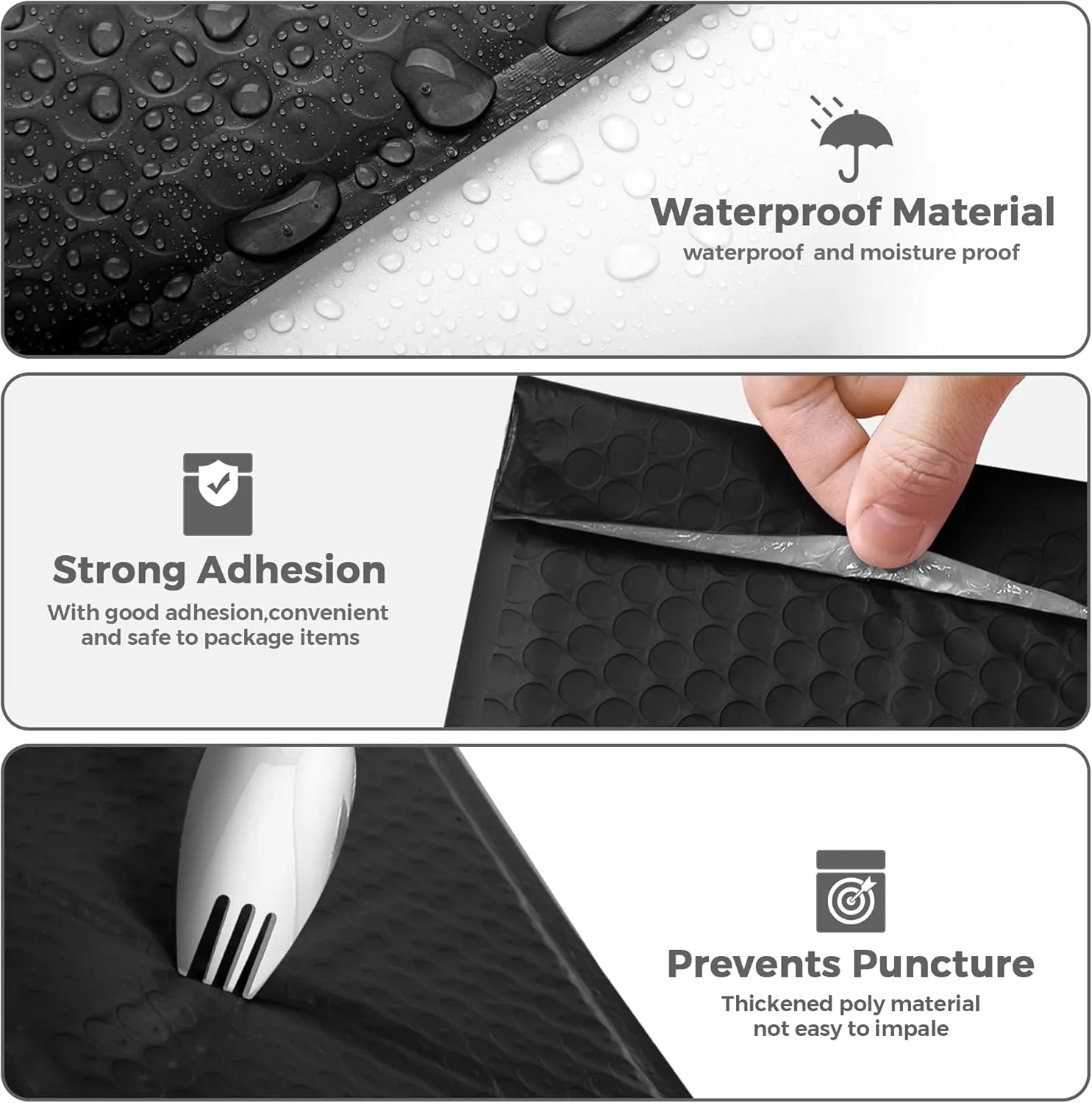 Metronic Bubble Mailers 8.5x12" 40 Pack Black Padded Envelopes Usable Size 8.5 x 11" Strong Adhesion Bubble Envelopes Medium Mailing Envelopes Bubble Padded for Small Business Shipping Books Clothes