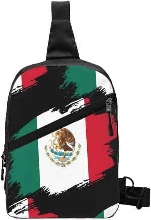 Mexico Mexican Eagle Flag Portable Crossbody Bag Foldable Sling Bags Sports Gym Chest Daypack Reusable Shoulder Backpack Casual Diagonally Rucksack Fanny Packs