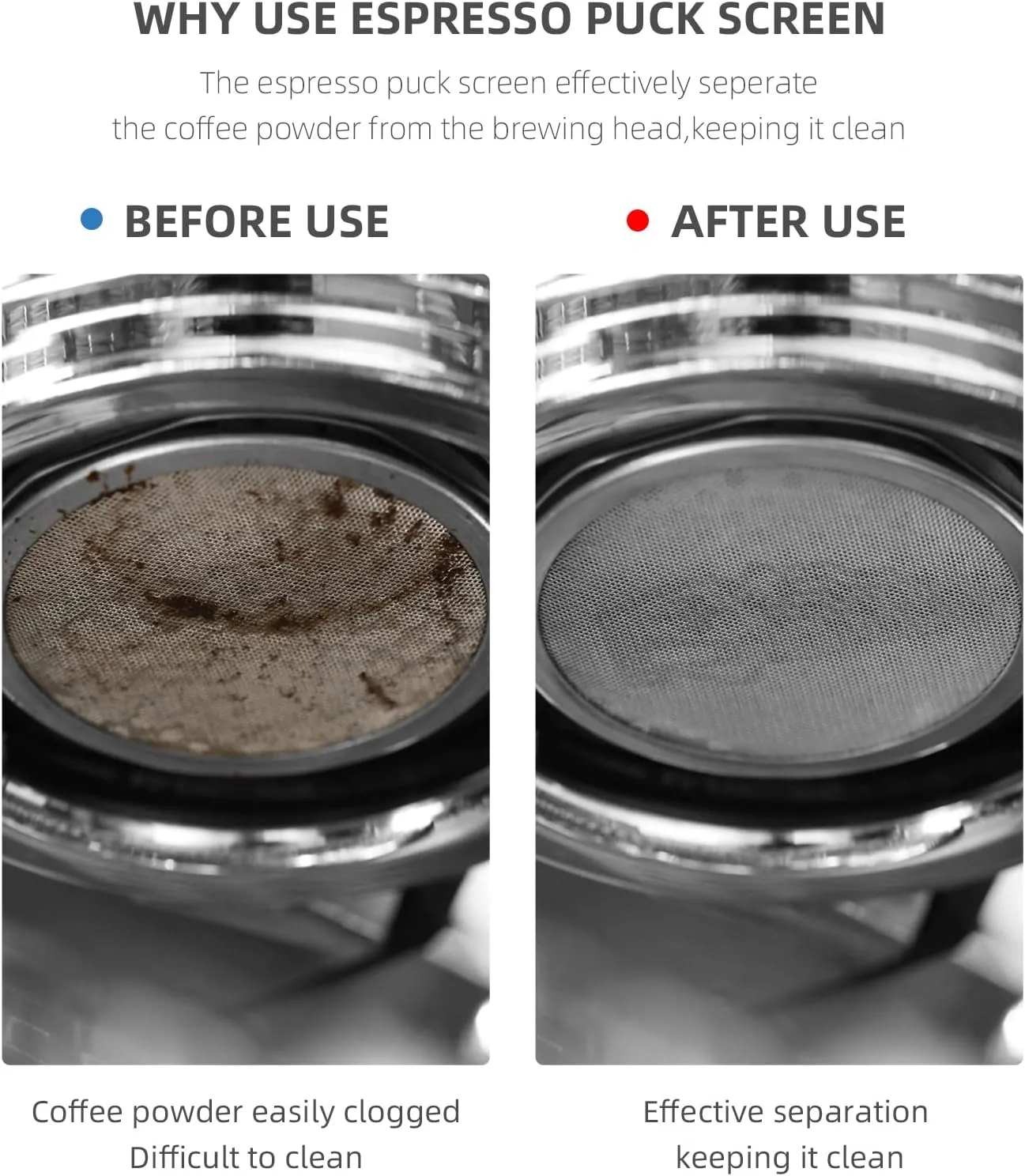 MHW-3BOMBER 58.5mm Espresso Puck Screen 2 Packs Metal Coffee Filter Reusable Espresso Filters for 58mm Portafilter Basket 0.8mm Thickness FG7010-OS