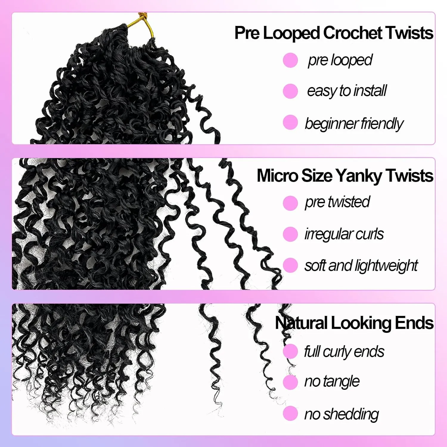 Micro Crochet Twists Braids Pre Looped Yanky Twist Crochet Hair 10 Inch Bob Passion Twists Hair 8 Packs Yankee Twist Crochet Hair Black Short Curly Braids for Black Women (10 Inch, 1B)